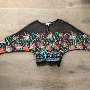 Embroidered Floral Sheer Top